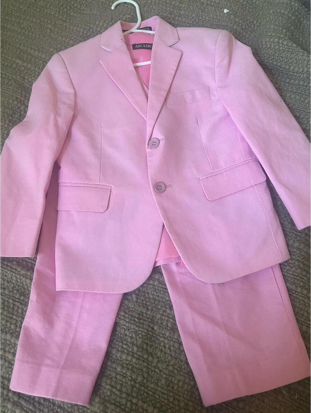 Akademiks Signature Boys Pink 3 Piece Suit Set Size 4 Blazer Pants